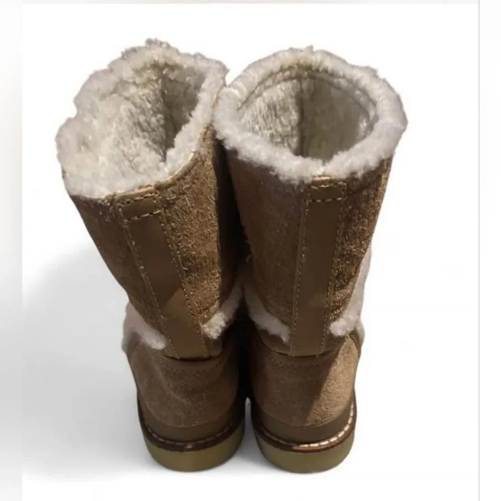 Tory Burch Designer Nadine Amelie Tan Shearling Winter Fleece Sherpa Boots 6